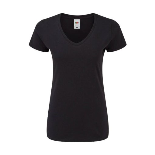 Női rövid ujjú póló Fruit of the Loom Ladies' Iconic 150 V Neck T -2XL, Fekete