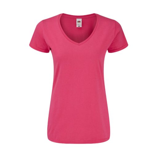 Női rövid ujjú póló Fruit of the Loom Ladies' Iconic 150 V Neck T -2XL, Fuchsia