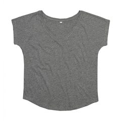 Női rövid ujjú póló Mantis Women's Loose Fit V Neck T S, Heather szürke Melange