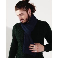 Uniszex sál Beechfield Metro Knitted Scarf Egy méret, Fekete