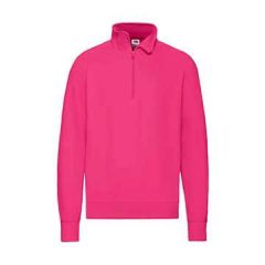 Férfi hosszú ujjú pulóver Fruit of the Loom Lightweight Zip Neck Sweat S, Fuchsia