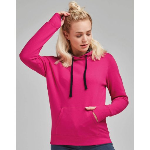 Női kapucnis hosszú ujjú pulóver SG Ladies' Contrast Hoodie L, Szürke/Fekete