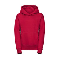 Gyerek kapucnis hosszú ujjú pulóver Russell Europe Kids' Hooded Sweat M (116/5-6), Piros