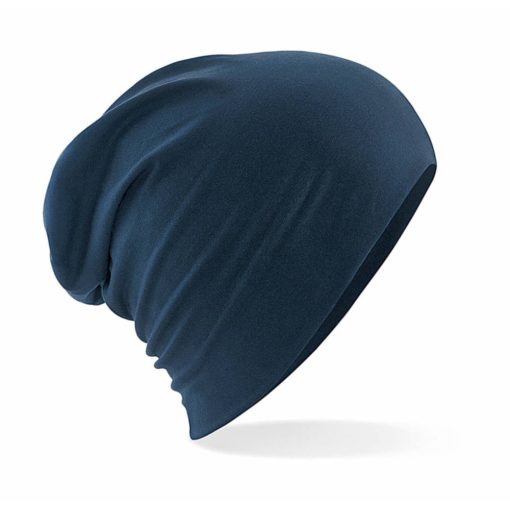 Uniszex téli sapka Beechfield Hemsedal Cotton Slouch Beanie B368 Sötétkék (navy)