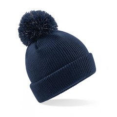 Uniszex téli sapka Beechfield Junior Reflective Bobble Beanie Egy méret, Sötétkék (navy)