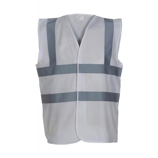 Uniszex ujjatlan Biztonsági mellény Yoko Fluo 2 Band-Brace Waistcoat 2XL, Fehér