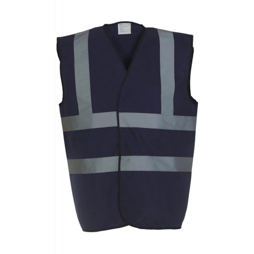 Uniszex ujjatlan Biztonsági mellény Yoko Fluo 2 Band-Brace Waistcoat M, Fekete