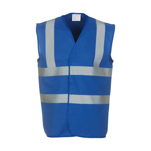 Uniszex ujjatlan Biztonsági mellény Yoko Fluo 2 Band-Brace Waistcoat 2XL, Királykék