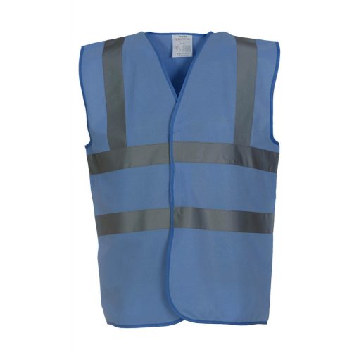 Uniszex ujjatlan Biztonsági mellény Yoko Fluo 2 Band-Brace Waistcoat 3XL, Ég kék