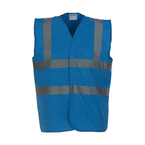 Uniszex ujjatlan Biztonsági mellény Yoko Fluo 2 Band-Brace Waistcoat L, Zafírkék