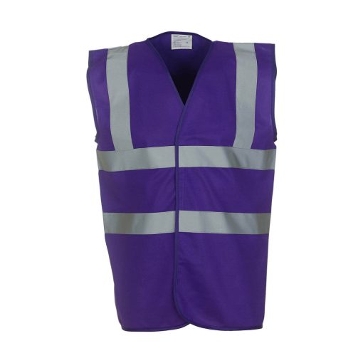 Uniszex ujjatlan Biztonsági mellény Yoko Fluo 2 Band-Brace Waistcoat L, Lila