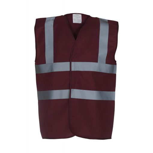 Uniszex ujjatlan Biztonsági mellény Yoko Fluo 2 Band-Brace Waistcoat L, Maroon