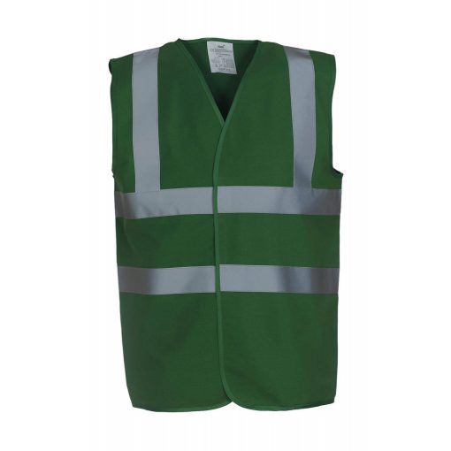 Uniszex ujjatlan Biztonsági mellény Yoko Fluo 2 Band-Brace Waistcoat 2XL, Mentős zöld