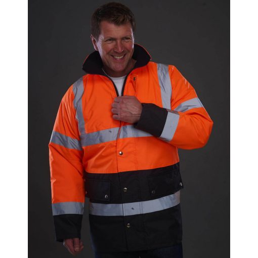 Uniszex fényvisszaverő ruha munkaruha Yoko Fluo 2 Tone Motorway Jacket XL, Fluo Sárga/Sötétkék