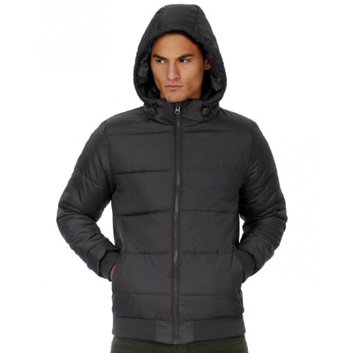 Férfi kapucnis hosszú ujjú kabát B and C Superhood/men Jacket M, Fehér/Meleg Szürke