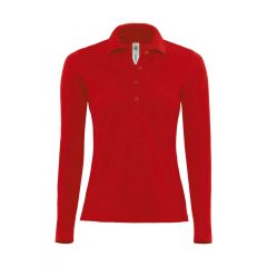 Női hosszú ujjú galléros póló B and C Safran Pure LSL/women Polo XS, Piros