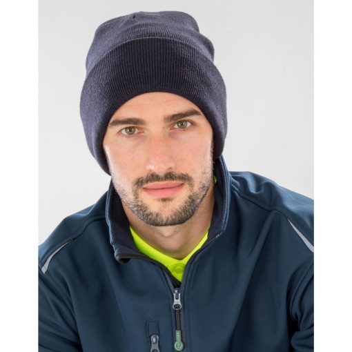 Férfi téli sapka Result Recycled Woolly Ski Hat Egy méret, Fekete