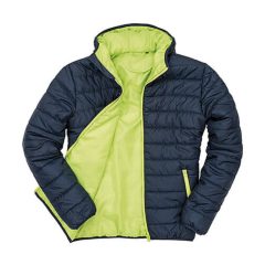 Férfi Kabát Kapucnis Hosszú ujjú Result Padded Jacket -XS, Sötétkék/Lime