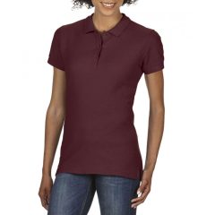 Női galléros póló Gildan GIL85800 premium Cotton Ladies Double piqué polo -S, Maroon