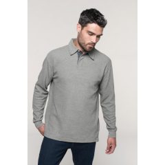 Férfi galléros póló Kariban KA221 French Rib - Long-Sleeved Ribbed polo Shirt -M, Ston