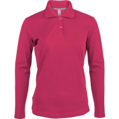 Női galléros póló Kariban KA244 Ladies Long-Sleeved polo Shirt -2XL, Fuchsia