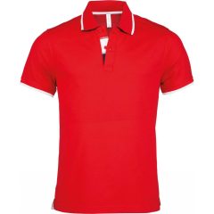 Férfi galléros póló Kariban KA245 Men S Short-Sleeved polo Shirt -2XL, Red/White/Navy