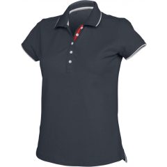 Női galléros póló Kariban KA252 Ladies Short-Sleeved piqué Knit polo Shirt -L, Navy/Wh