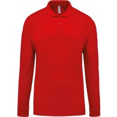 Férfi galléros póló Kariban KA256 Men S Long-Sleeved piqué polo Shirt -2XL, Red