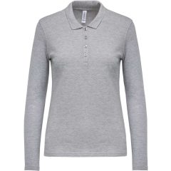   Női galléros póló Kariban KA257 Ladies’ Long-Sleeved piqué polo Shirt -S, Oxford Grey