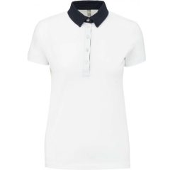 Női galléros póló Kariban KA261 Ladies Two-Tone Jersey polo Shirt -M, White/Navy