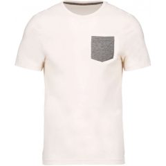 Férfi póló Kariban KA375 Organic Cotton T-Shirt With pocket Detail -XL, Cream/Grey Hea