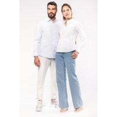   Női blúz Kariban KA510 Ladies’ Long-Sleeved Cotton poplin Shirt -XS, Striped Pale Blue