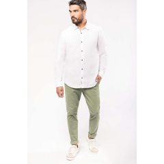 Férfi ing Kariban KA588 Men S Long Sleeve Linen And Cotton Shirt -L, Navy