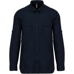 Férfi ing Kariban KA590 Men S Long-Sleeved Safari Shirt -S, Navy