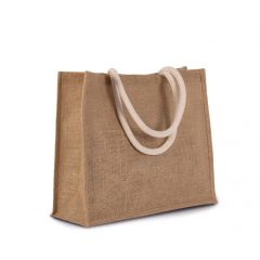   Uniszex táska Kimood KI0219 Jute Beach Bag -Egy méret, Black/Silver