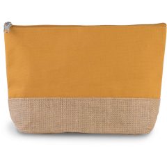 Uniszex bevásárló táska Kimood KI0276 Canvas Jute pouch -Egy méret, Cumin Yellow/Natur