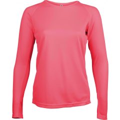 Női póló Proact PA444 Ladies Long-Sleeved Sports T-Shirt -XL, Fluorescent Pink