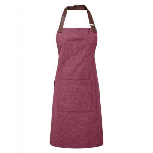 Uniszex, női, férfi kötény, szakács, pincér Premier PR144 ‘Annex’ Oxford Bib Apron -Egy méret, Burgundy