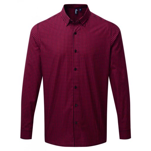 Férfi ing Premier PR252 Maxton Check Men S Long Sleeve Shirt -L, Black/Red