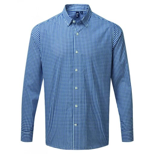 Férfi ing Premier PR252 Maxton Check Men S Long Sleeve Shirt -3XL, Navy/White