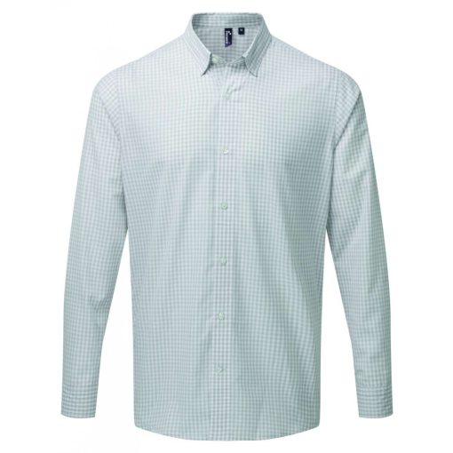 Férfi ing Premier PR252 Maxton Check Men S Long Sleeve Shirt -2XL, Silver/White