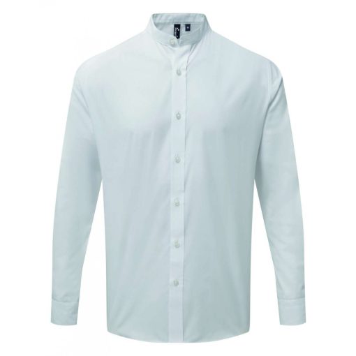 Uniszex ing Premier PR258 Banded Collar Grandad Long Sleeve Shirt -3XL, White