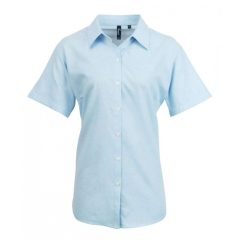 Női Premier PR336 Women S Short Sleeve Signature Oxford Blouse -L, Light Blue