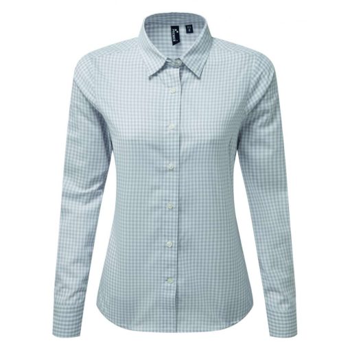 Női blúz Premier PR352 Maxton Check Women S Long Sleeve Shirt -XL, Silver/White