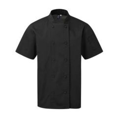 Uniszex kabát Premier PR902 Chef S Coolchecker Short Sleeve Jacket -XS, Black