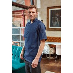 Uniszex kabát Premier PR906 Chef S Zip-Close Short Sleeve Jacket -M, Indigo Denim