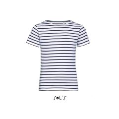 Gyerek póló SOL S SO01400 Sol S Miles Kids - Round neck Striped T-Shirt -6A, White/Nav