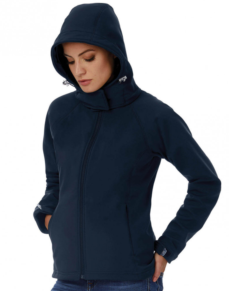 Női kapucnis kabát B and C Hooded Softshell/women S, Fekete