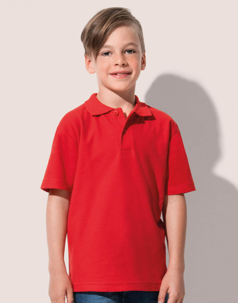 Gyerek rövid ujjú galléros póló Stedman Polo Kids M, Piros