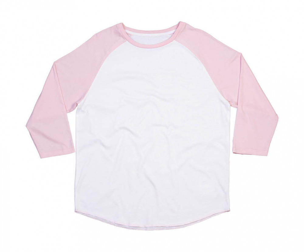 Uniszex 3/4-es ujjú póló Mantis Superstar Baseball T XS, Tiszta fehér/Soft Világos rózsaszín (pink)